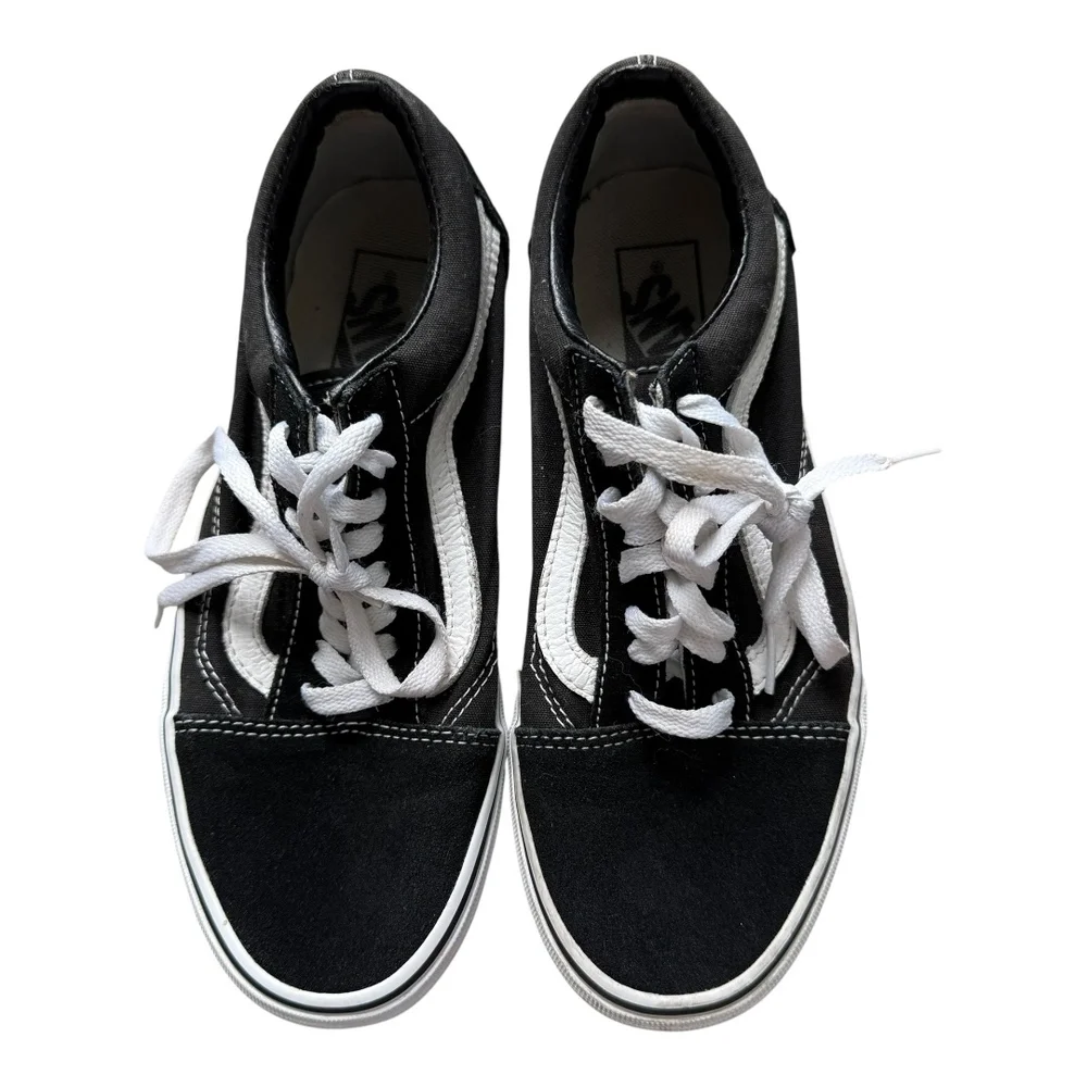 Vans Black White Canvas Stripe Old Skool Lace Up Sneakers Shoes Mens 6.5 - Picture 3 of 11
